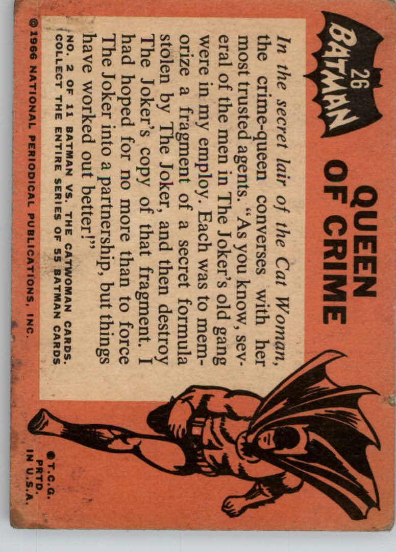 1966 Topps Batman Black Bat #26 Queen of Crime back image