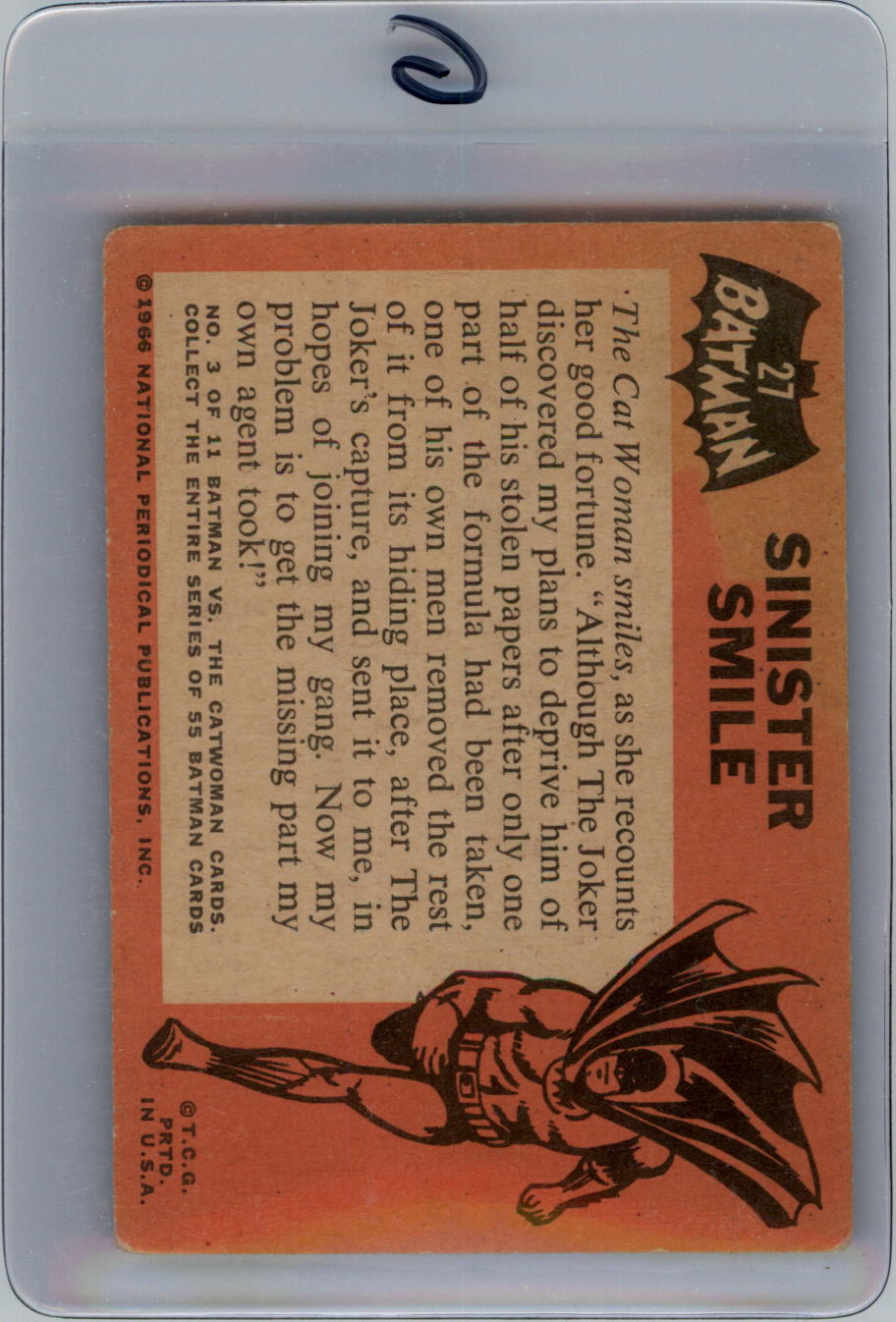 1966 Topps Batman Black Bat #27 Sinister Smile back image