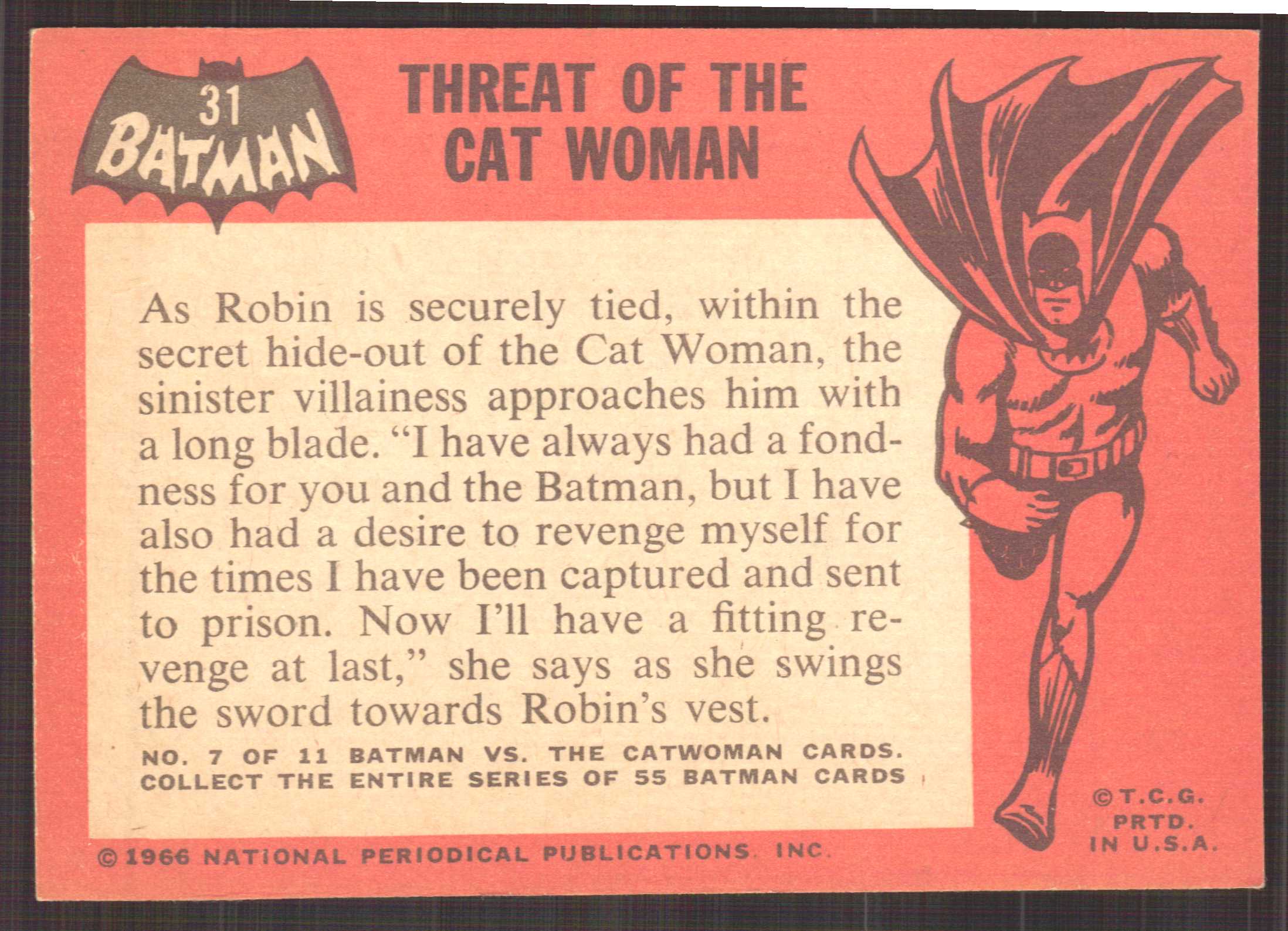 1966 Topps Batman Black Bat #31 Threat of the Cat Woman back image