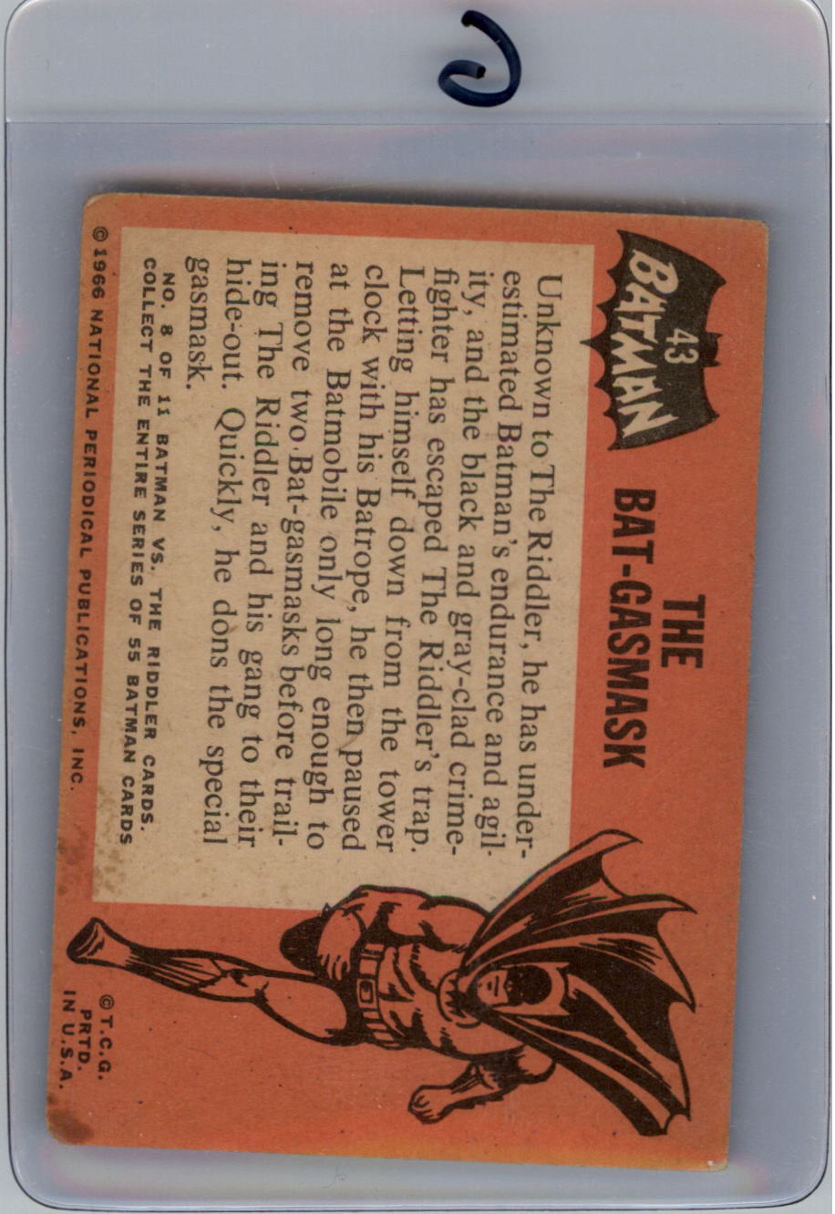 1966 Topps Batman Black Bat #43 The Bat-Gasmask back image