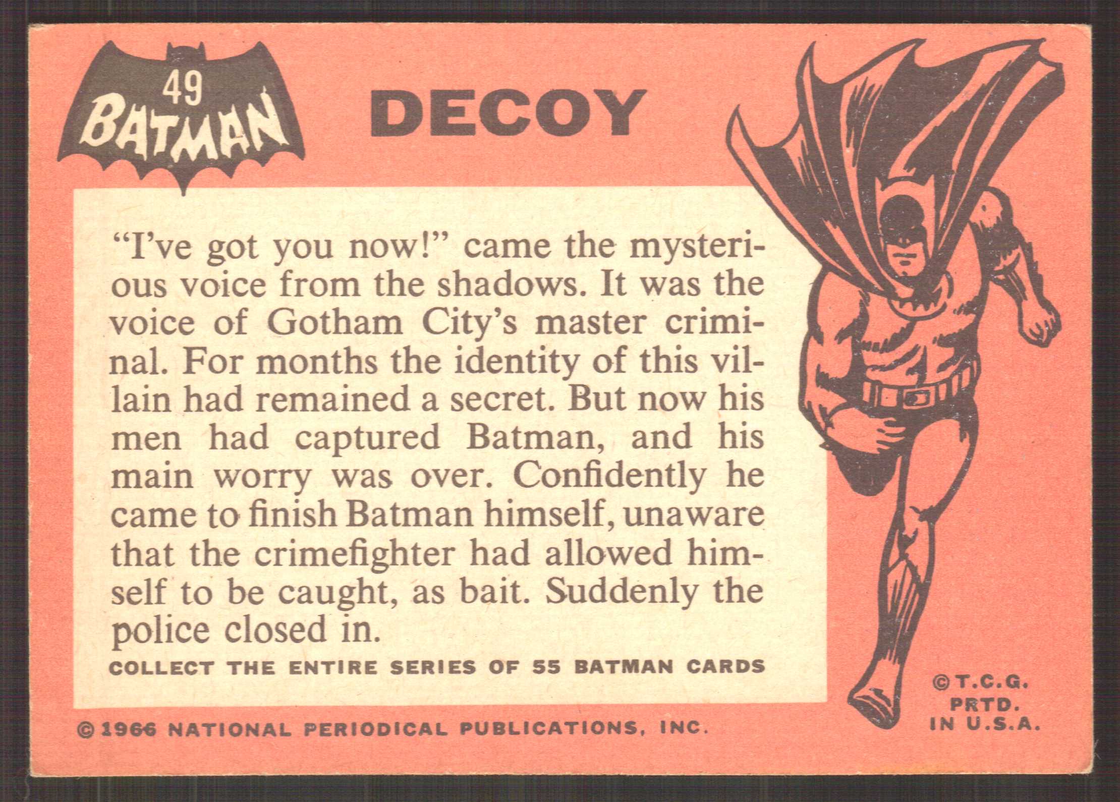 1966 Topps Batman Black Bat #49 Decoy back image