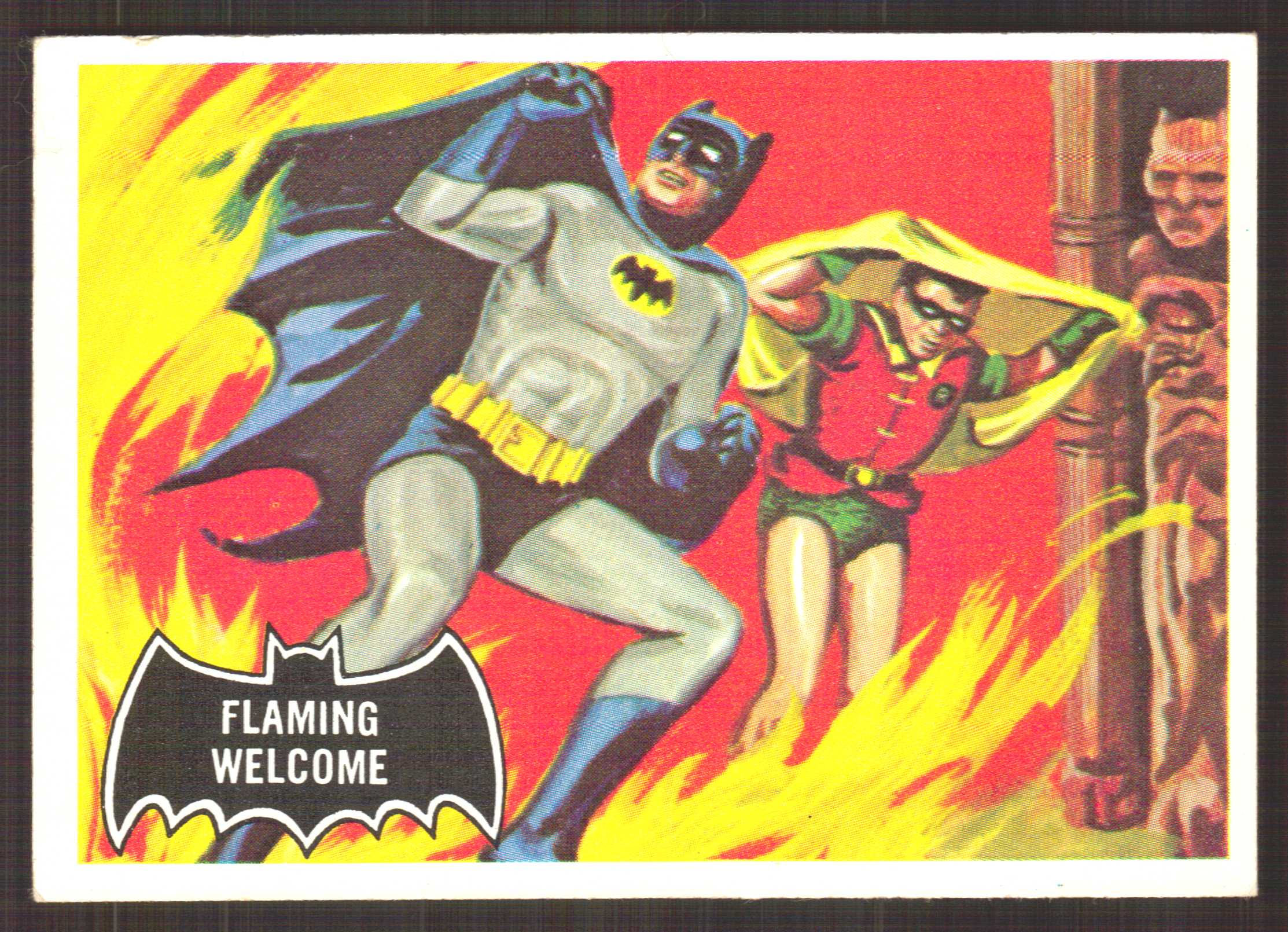 1966 Topps Batman Black Bat #51 Flaming Welcome