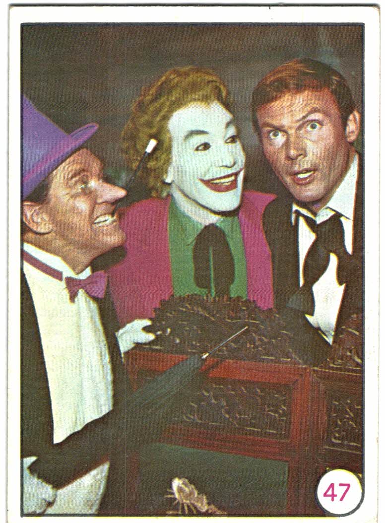 1966 Topps Batman Color #47 Penguin, Joker, Bruce Wayne