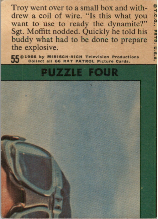 1966 Topps Rat Patrol #55 Troy Went Over to a Small Box back image