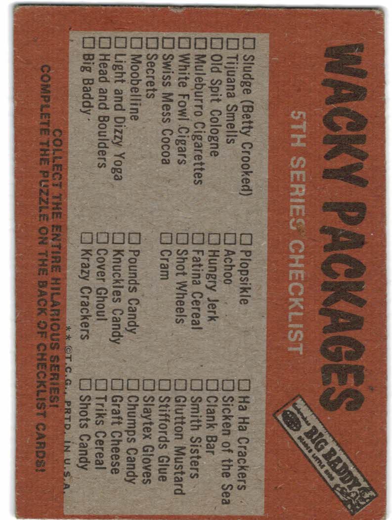 1974 Topps Wacky Packages Series 5 Puzzle #5 Big Baddy Center Middle back image
