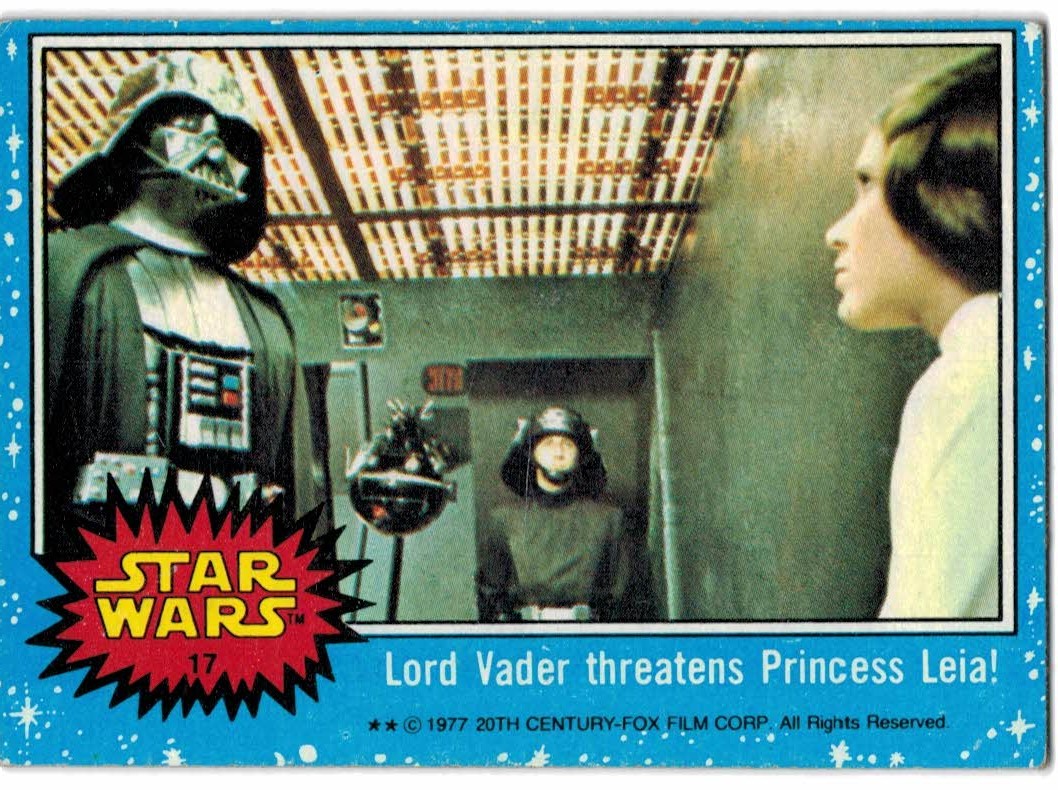 1977 Topps Star Wars #17 Lord Vader threatens Princess Leia
