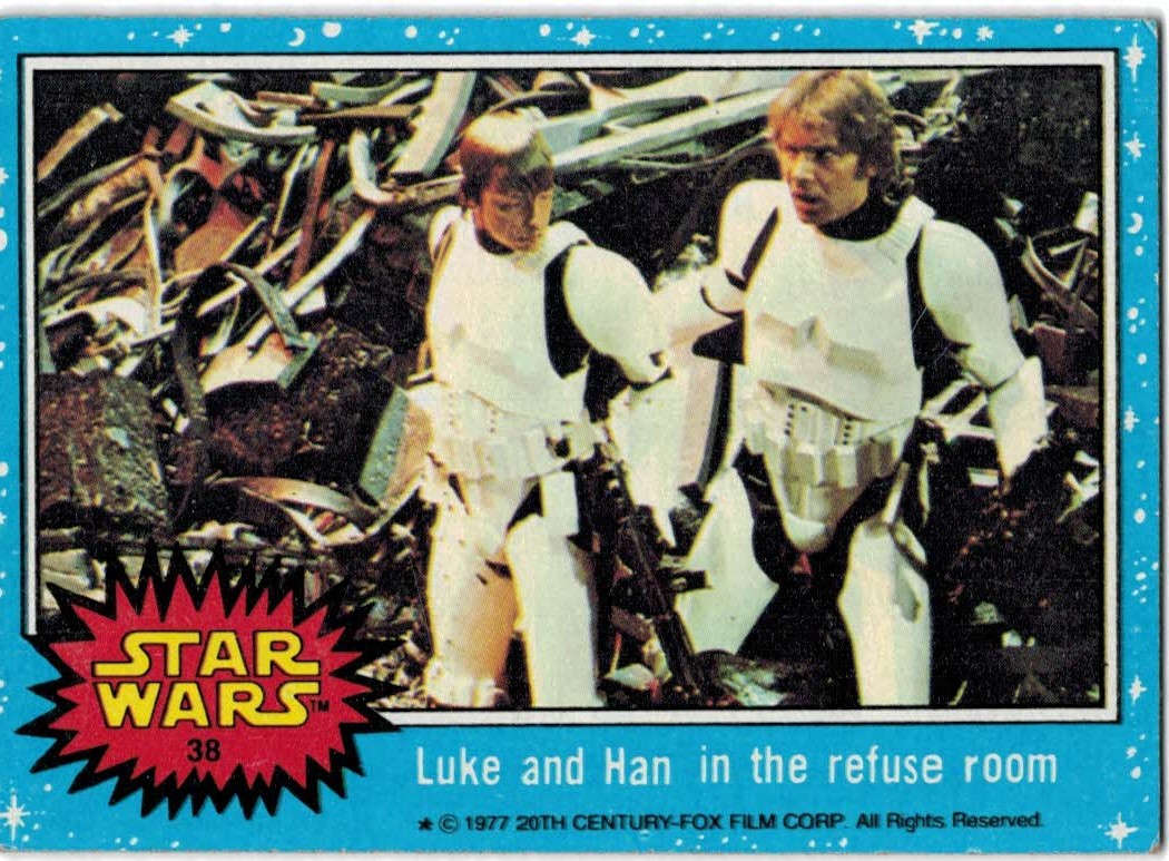 1977 Topps Star Wars #38 Luke and Han in the refuse room