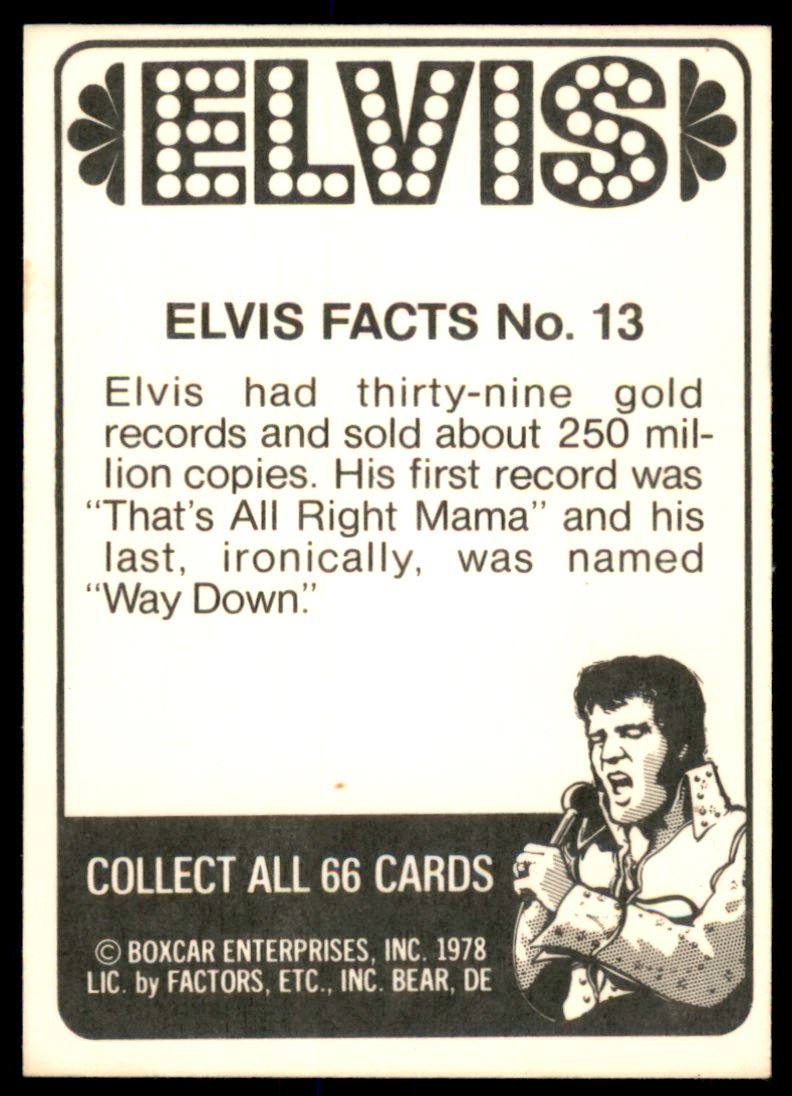 1978 Donruss Elvis #13 Elvis Facts No. 13 back image