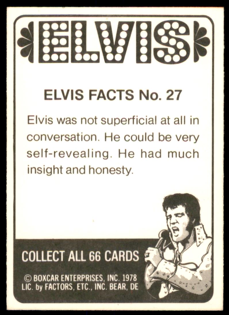 1978 Donruss Elvis #27 Elvis Facts No. 27 back image
