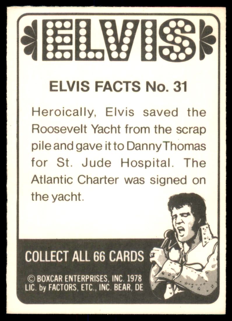 1978 Donruss Elvis #31 Elvis Facts No. 31 back image