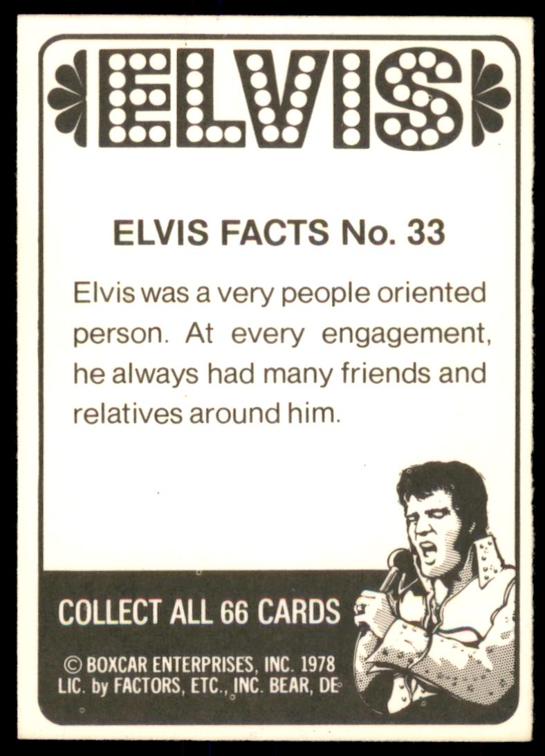 1978 Donruss Elvis #33 Elvis Was a Very People Oriented Person back image