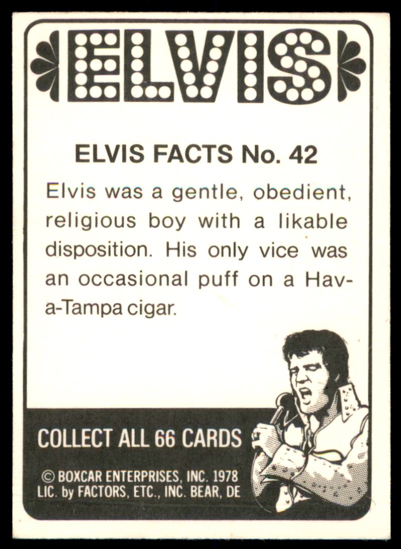 1978 Donruss Elvis #42 Elvis Facts No. 42 back image