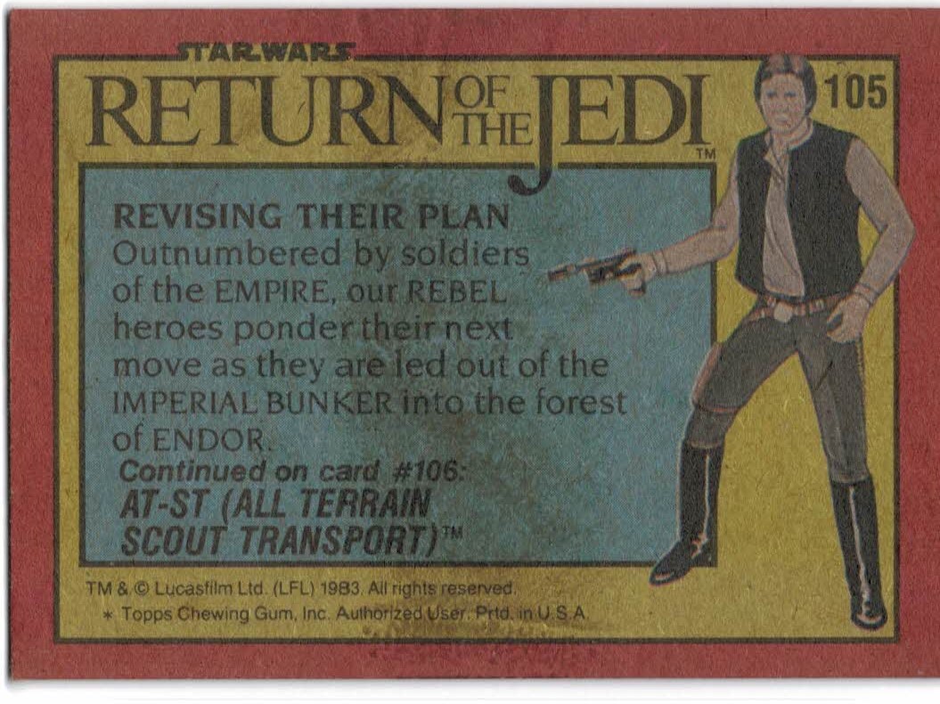 1983 Topps Star Wars Return of the Jedi #105 Revising Their Plan back image