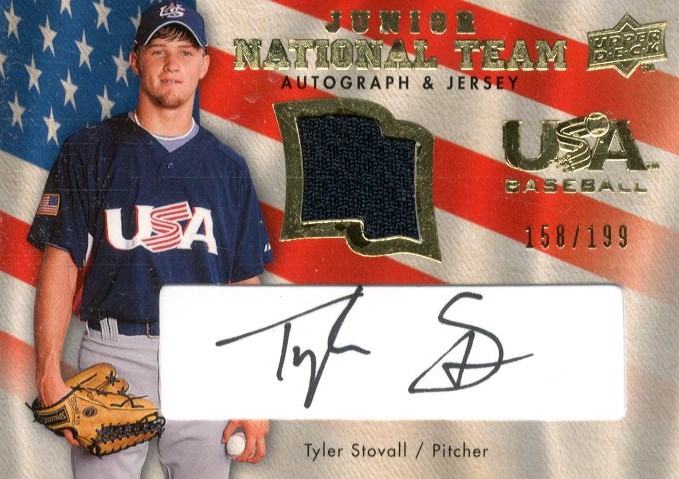 2008 Upper Deck USA Junior National Team Jerseys Autographs Black #TS Tyler Stovall/199