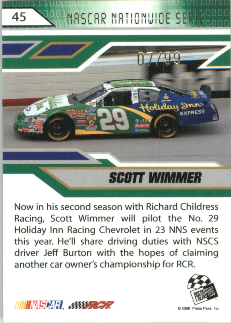 2008 Press Pass Stealth Chrome Exclusives Gold #45 Scott Wimmer NNS back image