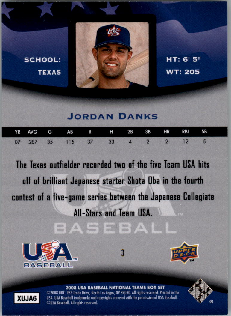 2008 USA Baseball #3 Jordan Danks back image