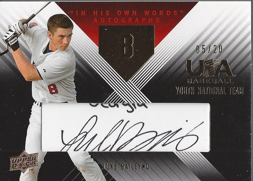2008 USA Baseball Youth National Team In His Own Words Signatures #YI2 Luke Bailey