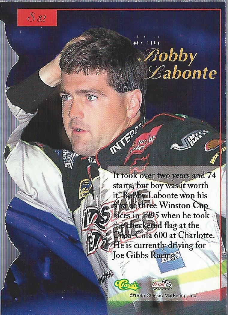1995-96 Classic Five Sport Signings Die Cuts #82 Bobby Labonte back image