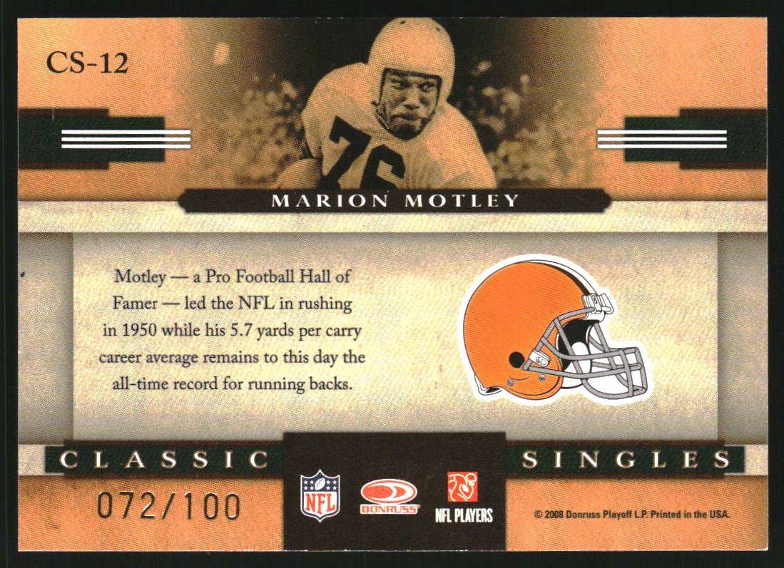 2008 Donruss Classics Classic Singles Gold #12 Marion Motley