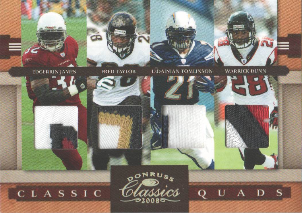 2008 Donruss Classics Classic Quads Jerseys Prime #5 Edgerrin James/Fred Taylor/LaDainian Tomlinson/Warrick Dunn