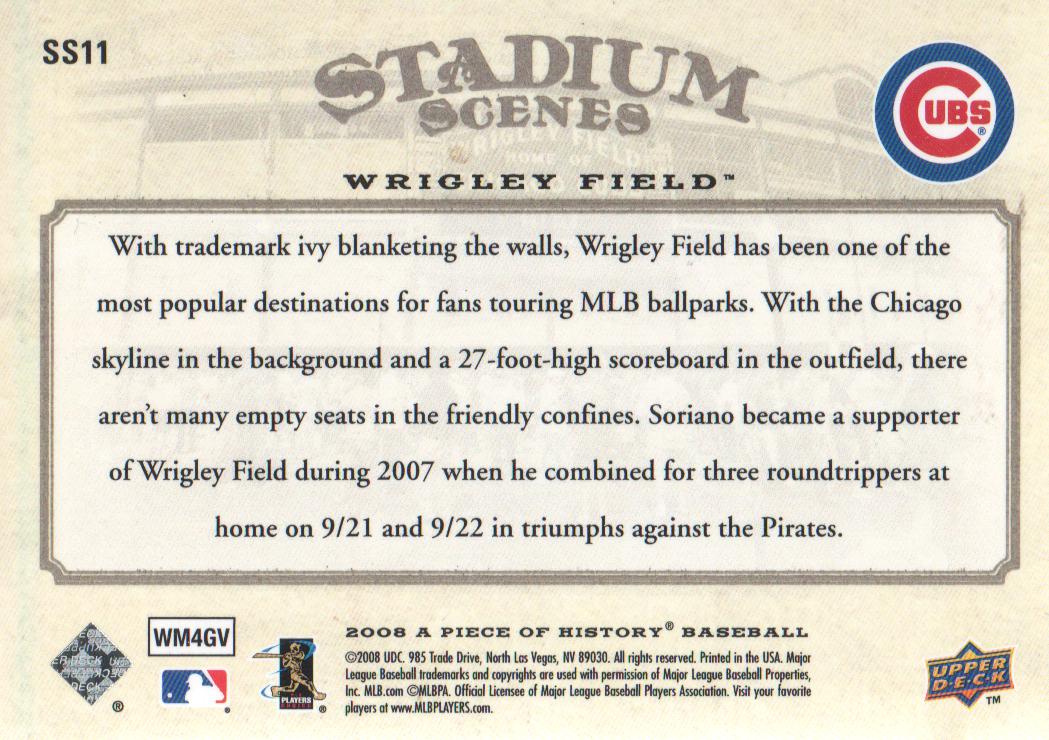 2008 UD A Piece of History Stadium Scenes #SS11 Alfonso Soriano back image