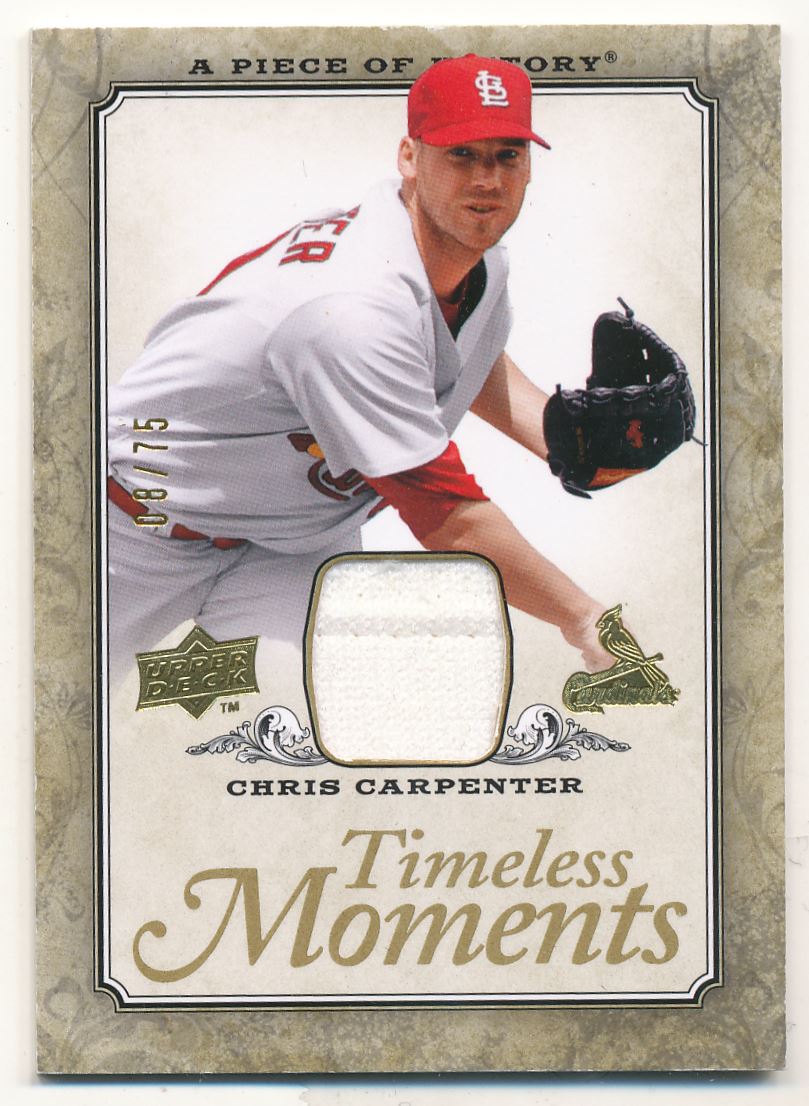 2008 UD A Piece of History Timeless Moments Jersey Gold #48 Chris Carpenter