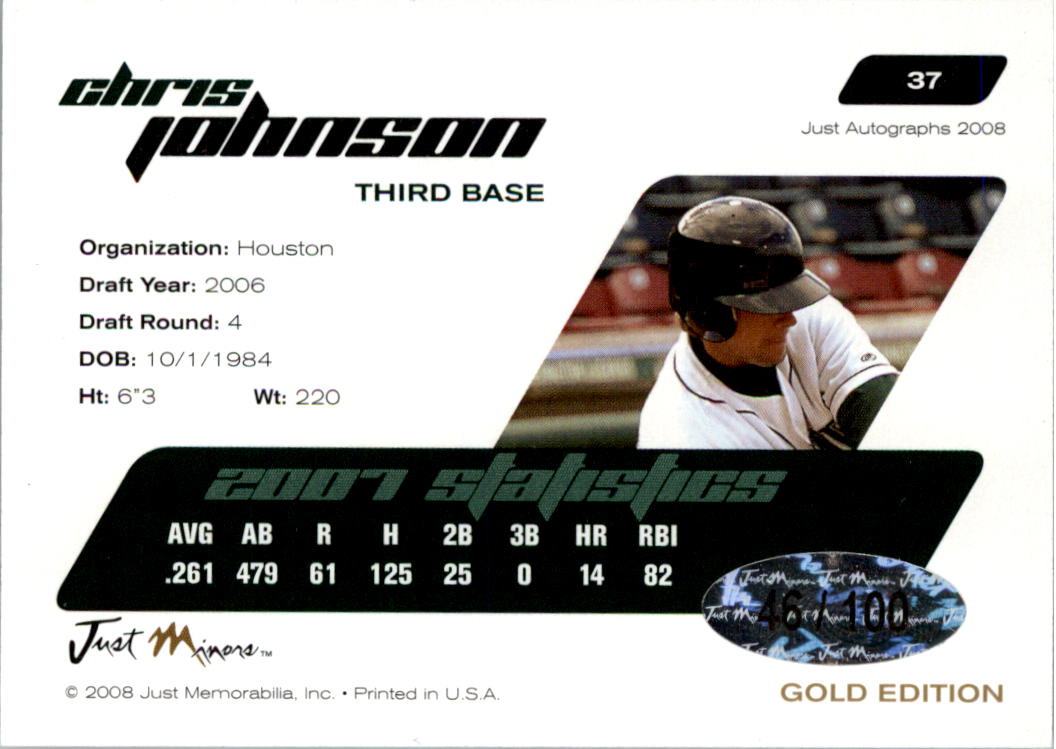 2008 Just Autographs Gold #37 Chris Johnson back image