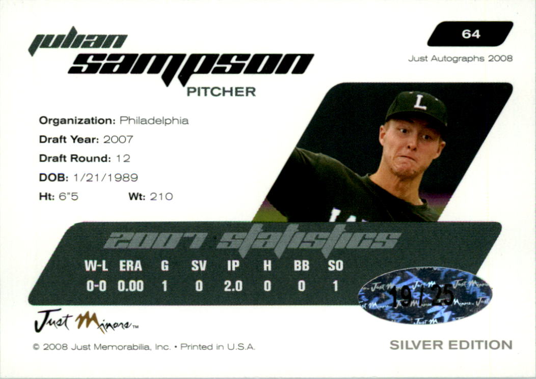2008 Just Autographs Silver #64 Julian Sampson back image