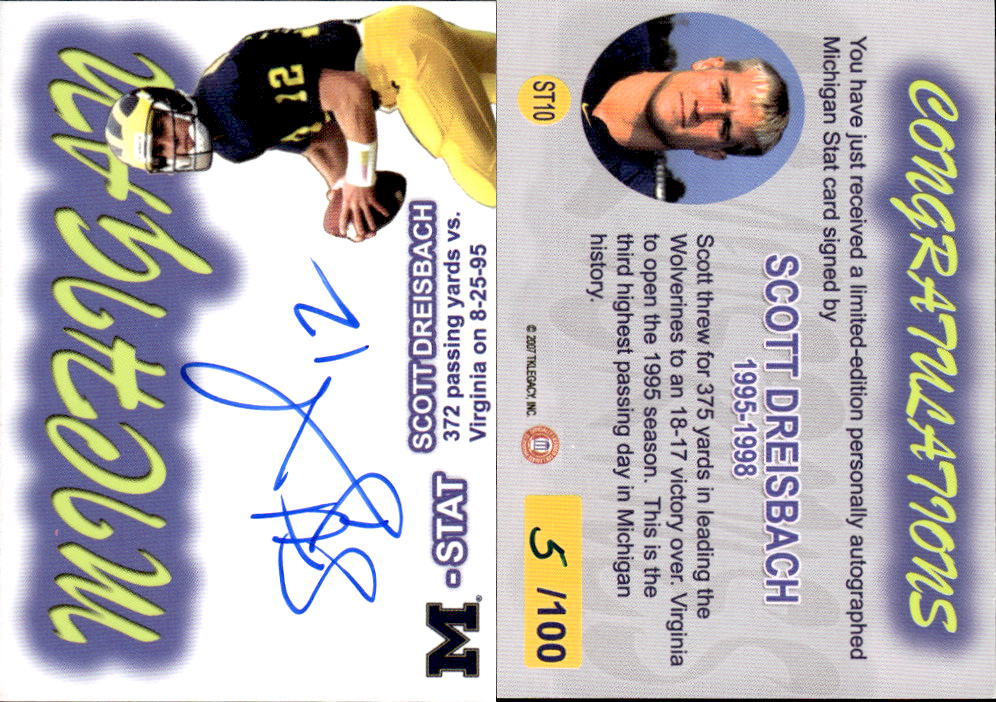 2002-09 Michigan TK Legacy M-Stat Autographs #ST10 Scott Dreisbach/100