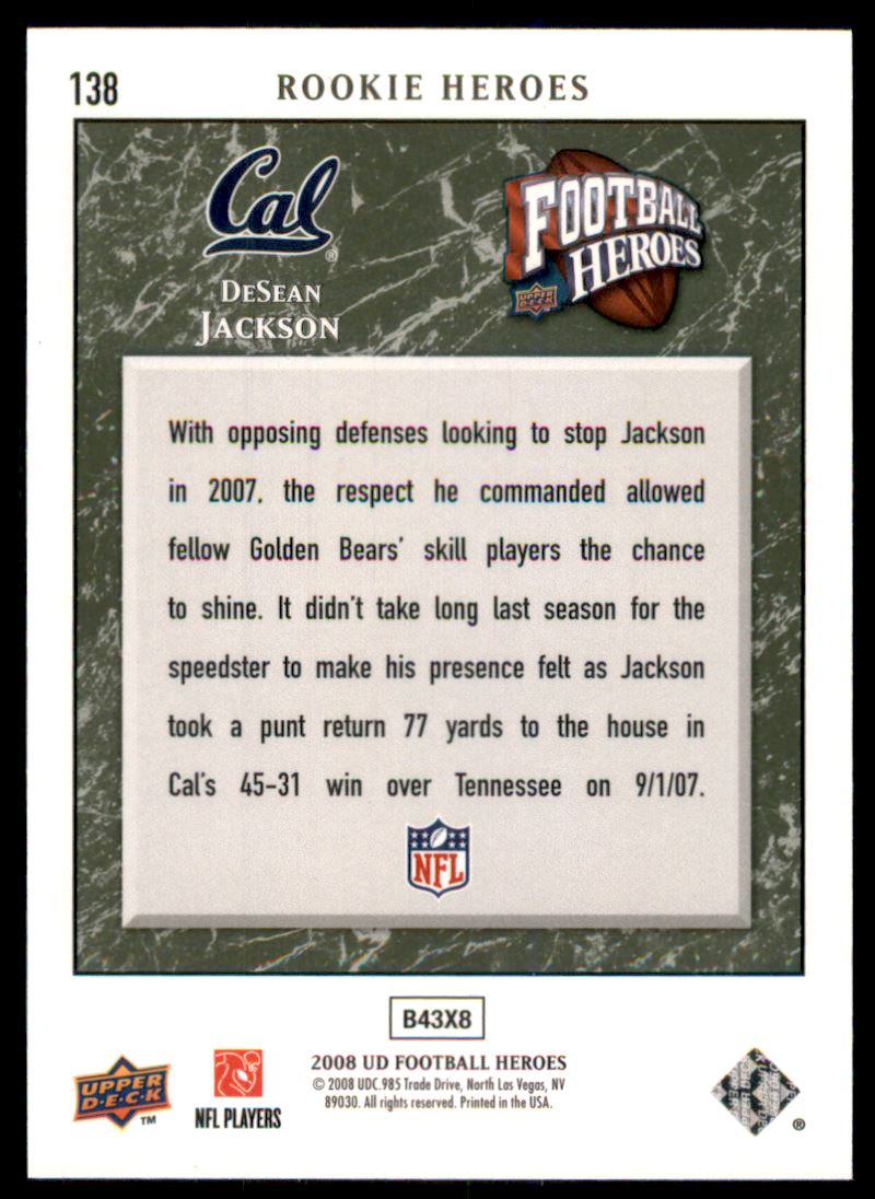 2008 Upper Deck Heroes Green #138 DeSean Jackson