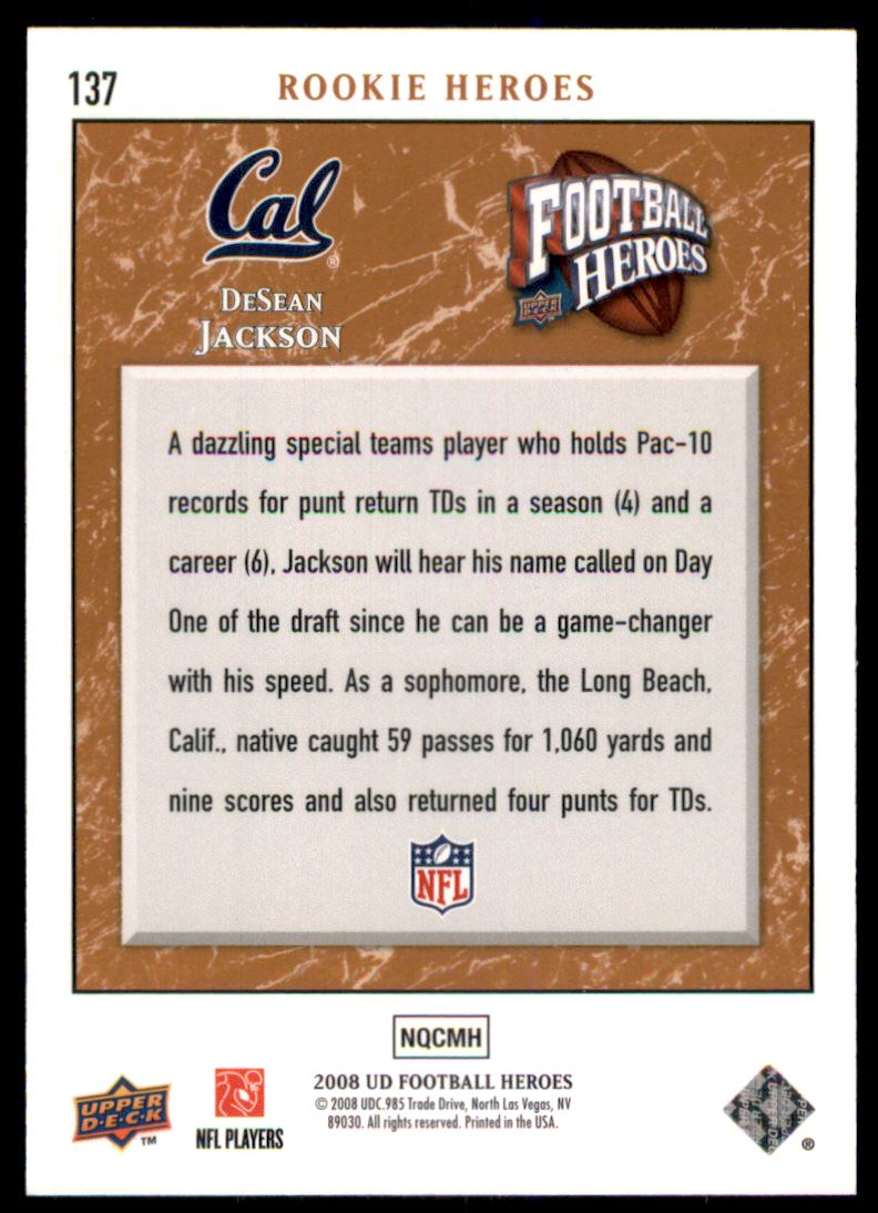 2008 Upper Deck Heroes Bronze #137 DeSean Jackson