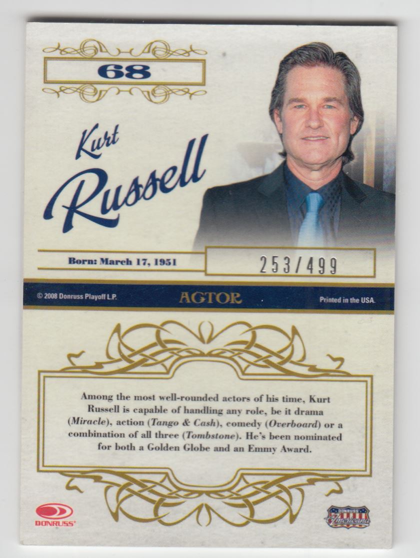 2008 Americana Celebrity Cuts #68 Kurt Russell back image