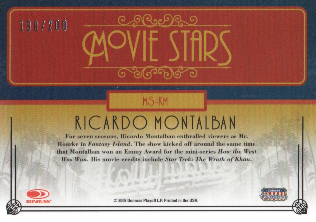 2008 Americana Celebrity Cuts Movie Stars #RM Ricardo Montalban back image