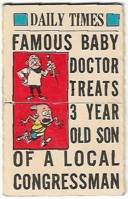 1963 Topps Valentine Foldees #22 Famous Baby Doctor Treats 3 Year Old Son...