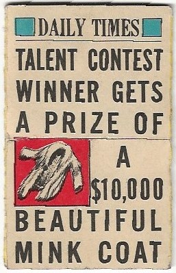 1963 Topps Valentine Foldees #27 Talent Contest Winner Gets A Prize Of...