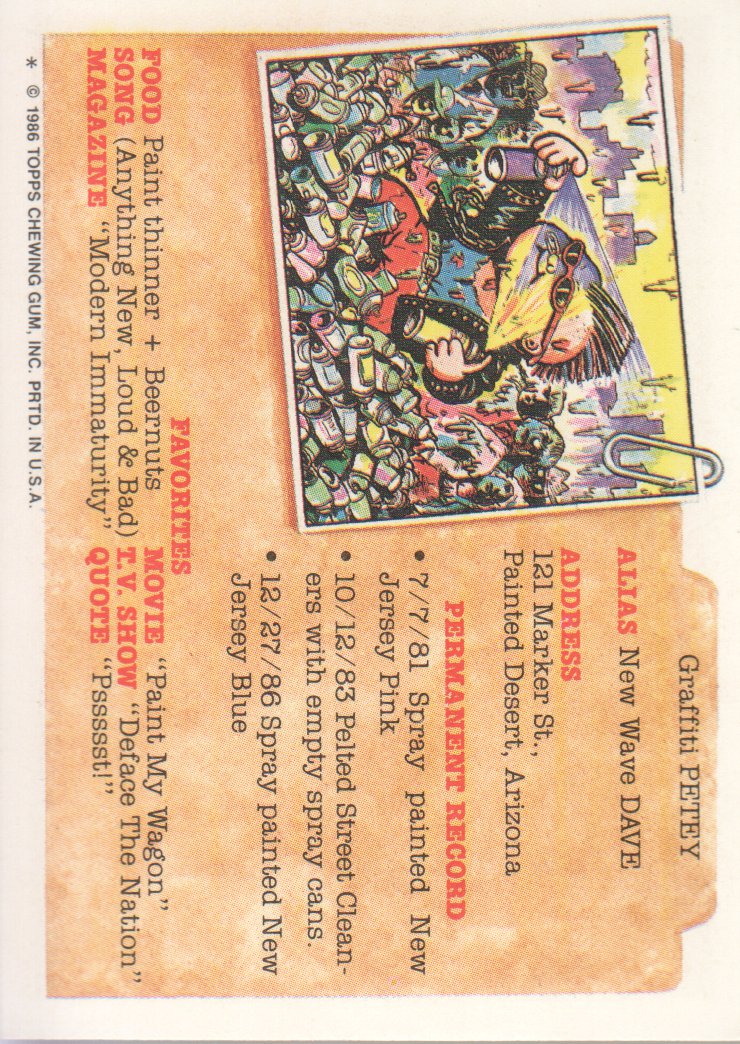 1986 Topps Garbage Pail Kids #180a Haunted Hollis back image