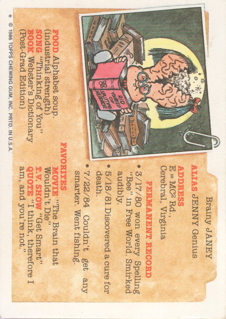 1986 Topps Garbage Pail Kids #206a Deaf Geoff back image