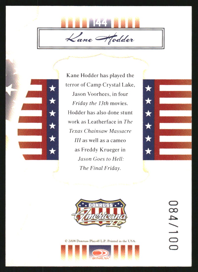 2008 Americana II Platinum Proofs Retail #144 Kane Hodder back image