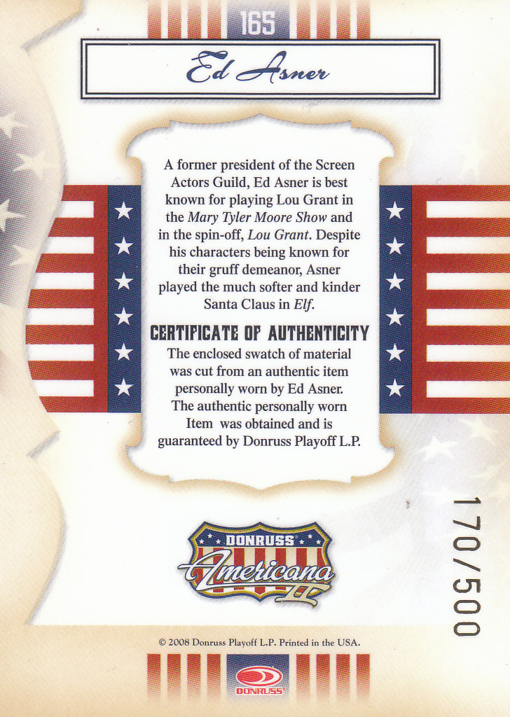 Americana 2 (2008 Donruss) Carte "Materiale e Inserto" - Foto 7 di 17