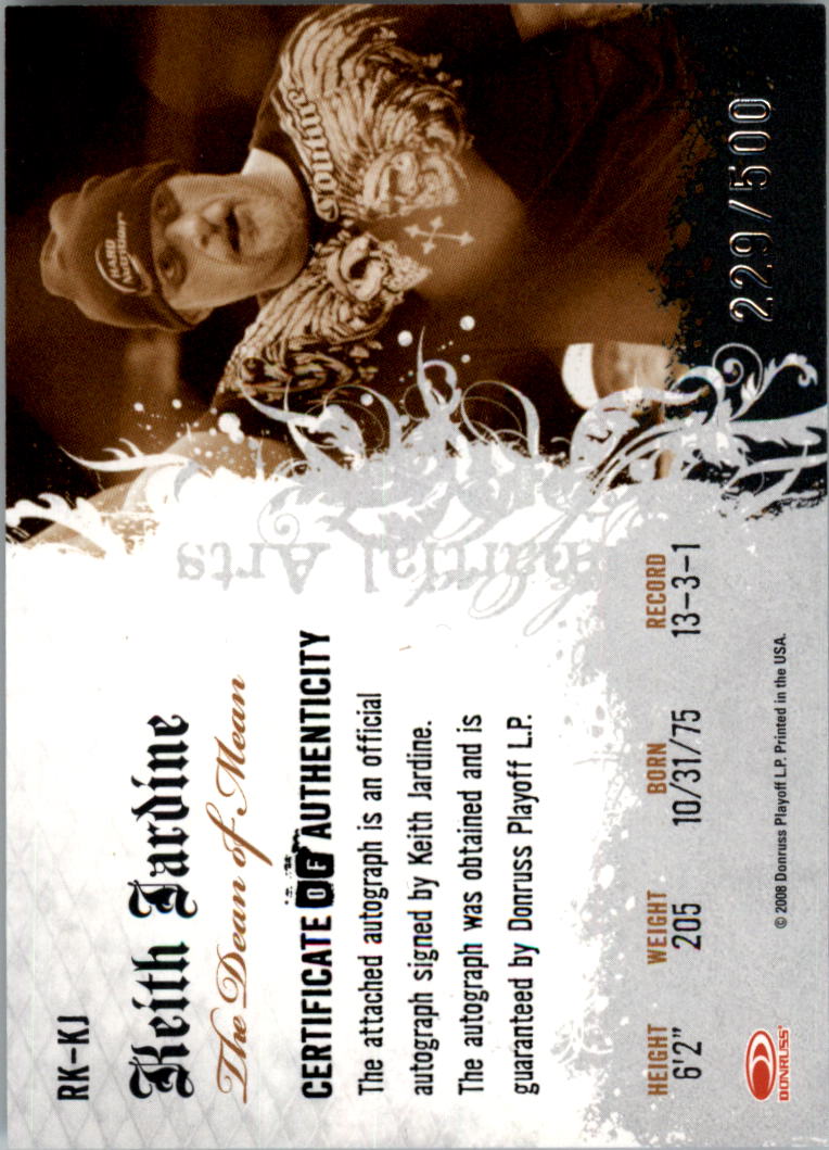 2008 Americana II Ring Kings Signature #KJ Keith Jardine/500 back image