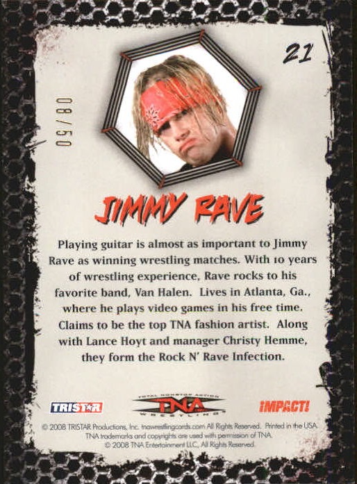 2008 TRISTAR TNA Impact Gold #21 Jimmy Rave back image