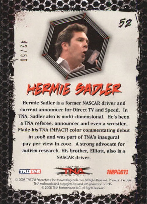 2008 TRISTAR TNA Impact Gold #52 Hermie Sadler back image