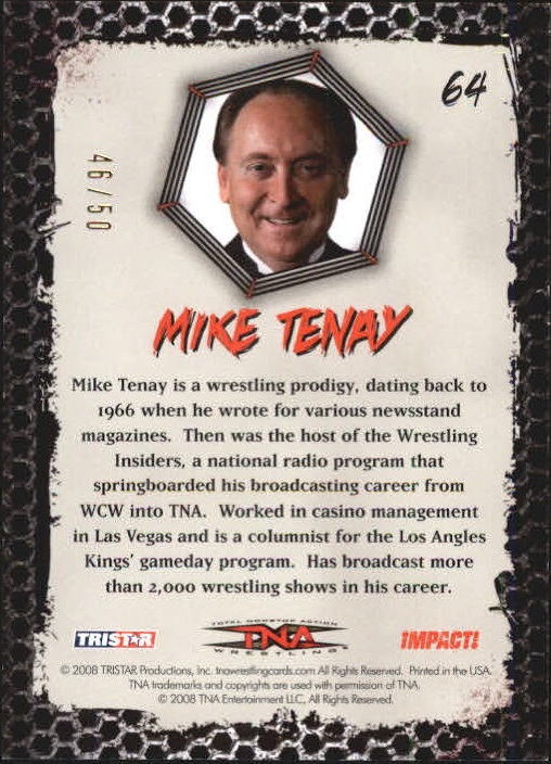 2008 TRISTAR TNA Impact Gold #64 Mike Tenay back image