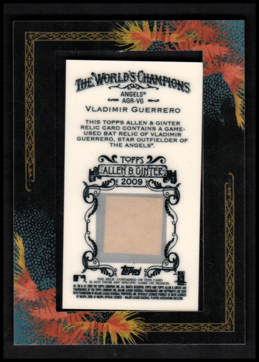 2008 Topps Allen and Ginter Relics #VG Vladimir Guerrero Bat B back image