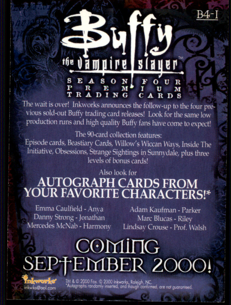 Buffy The Vampire Slayer (Inkworks) "Promotional" Cards - Picture 7 of 19