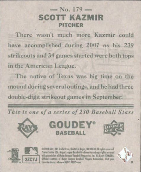 2008 Upper Deck Goudey Mini Green Backs #179 Scott Kazmir