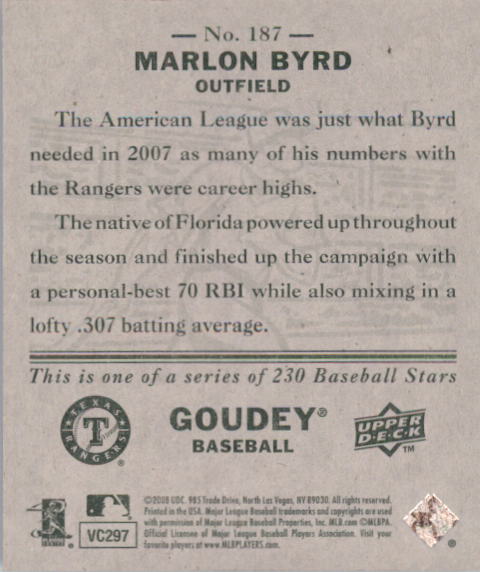 2008 Upper Deck Goudey Mini Green Backs #187 Marlon Byrd