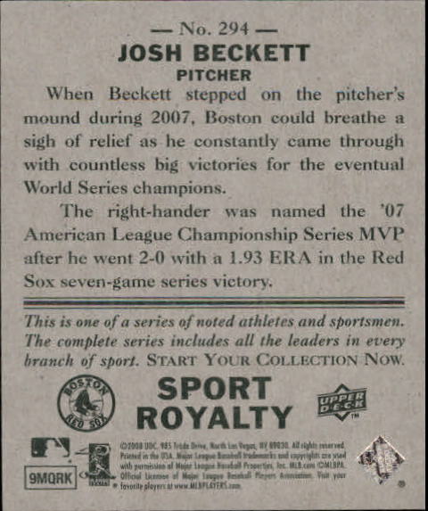 2008 Upper Deck Goudey Mini Green Backs #294 Josh Beckett SR