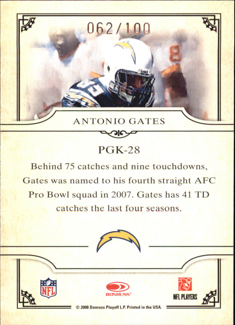 2008 Donruss Threads Pro Gridiron Kings Framed Red #28 Antonio Gates