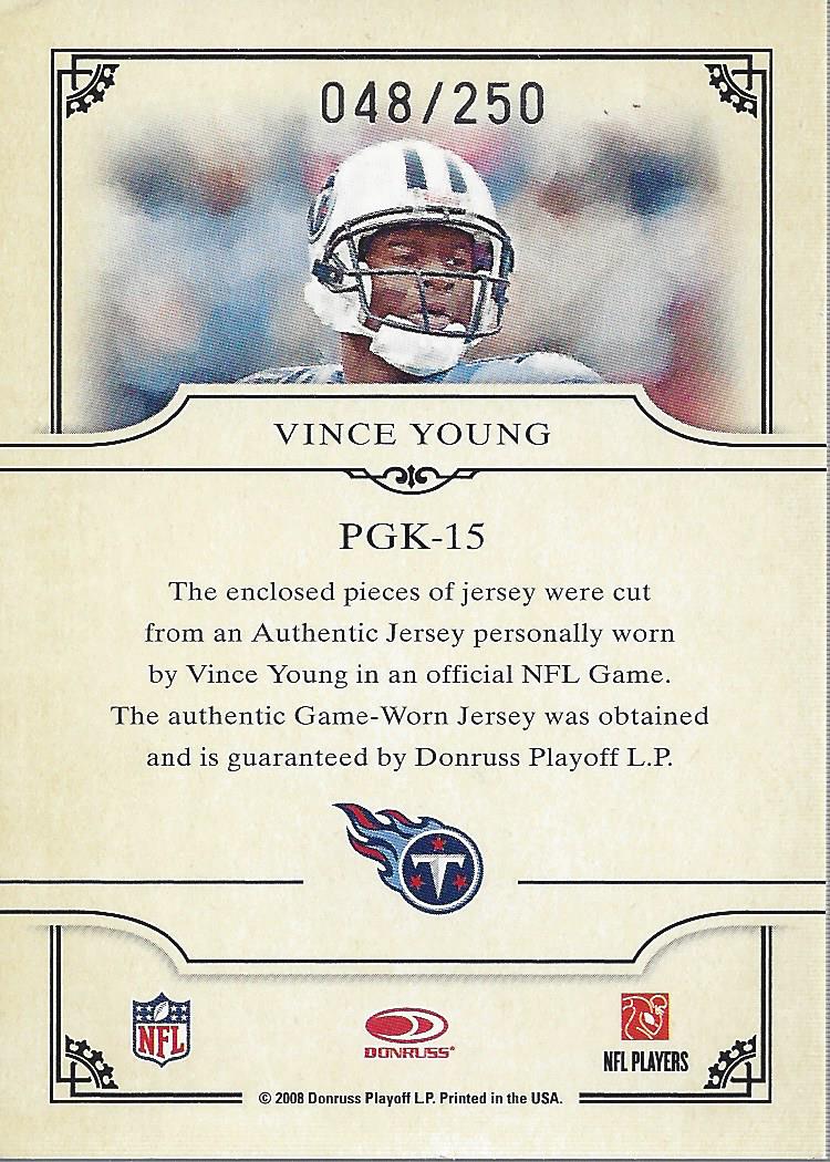 2008 Donruss Threads Pro Gridiron Kings Materials #15 Vince Young back image